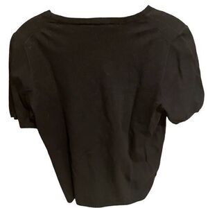 Ann Taylor Black Scoop Neck Fitted Ribbed Knit‎ Short Sleeve Top Size Medium